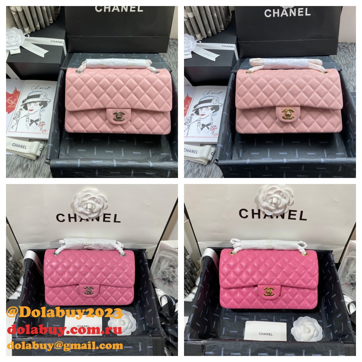 Top Quality Replica Lambskin CF1112 Bags 25CM PINK