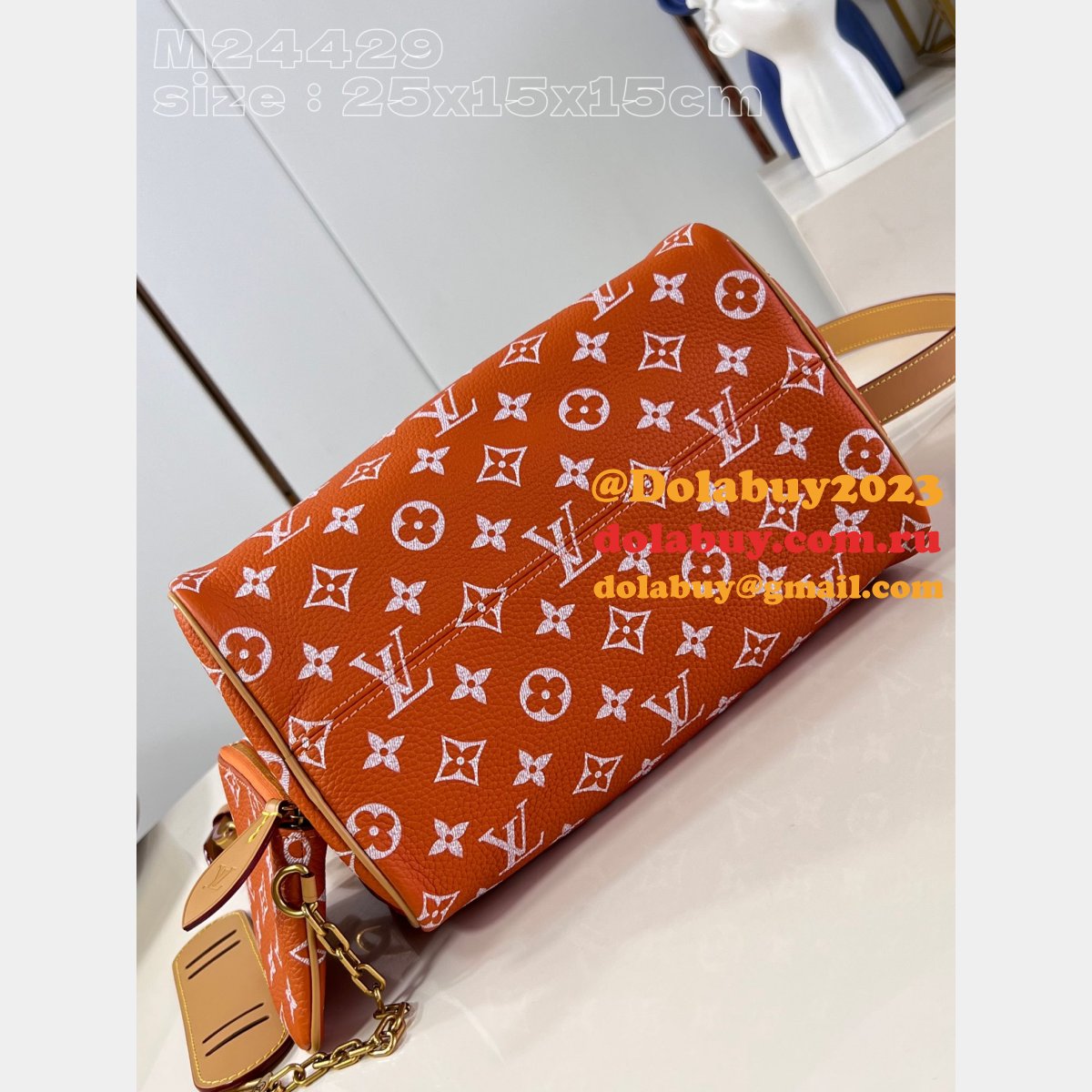 Keepall Bandoulière 50 M24429 Orange Designer Louis Vuitton Copy Bag