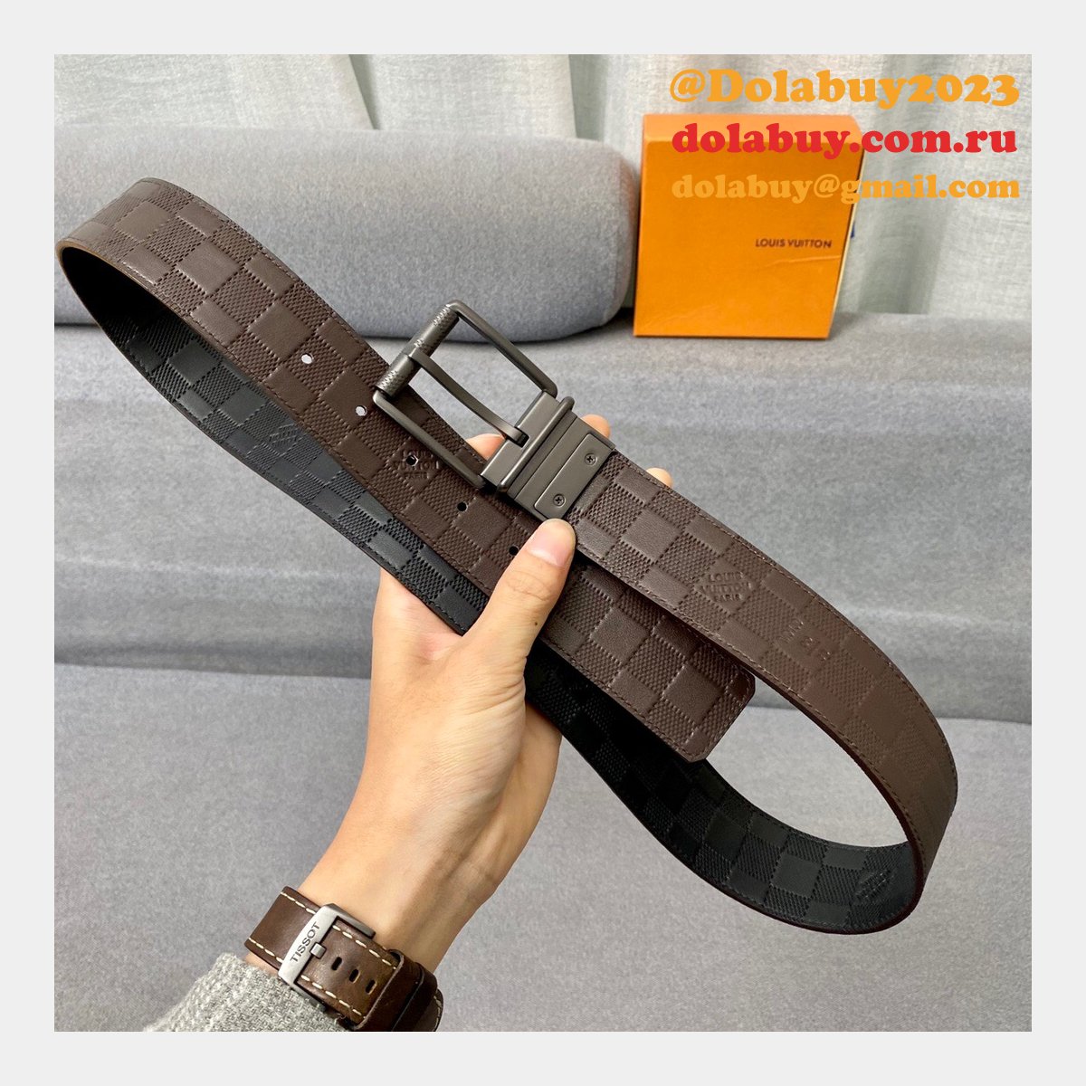 Louis Vuittons Knockoff Damier 40mm Infini Belts