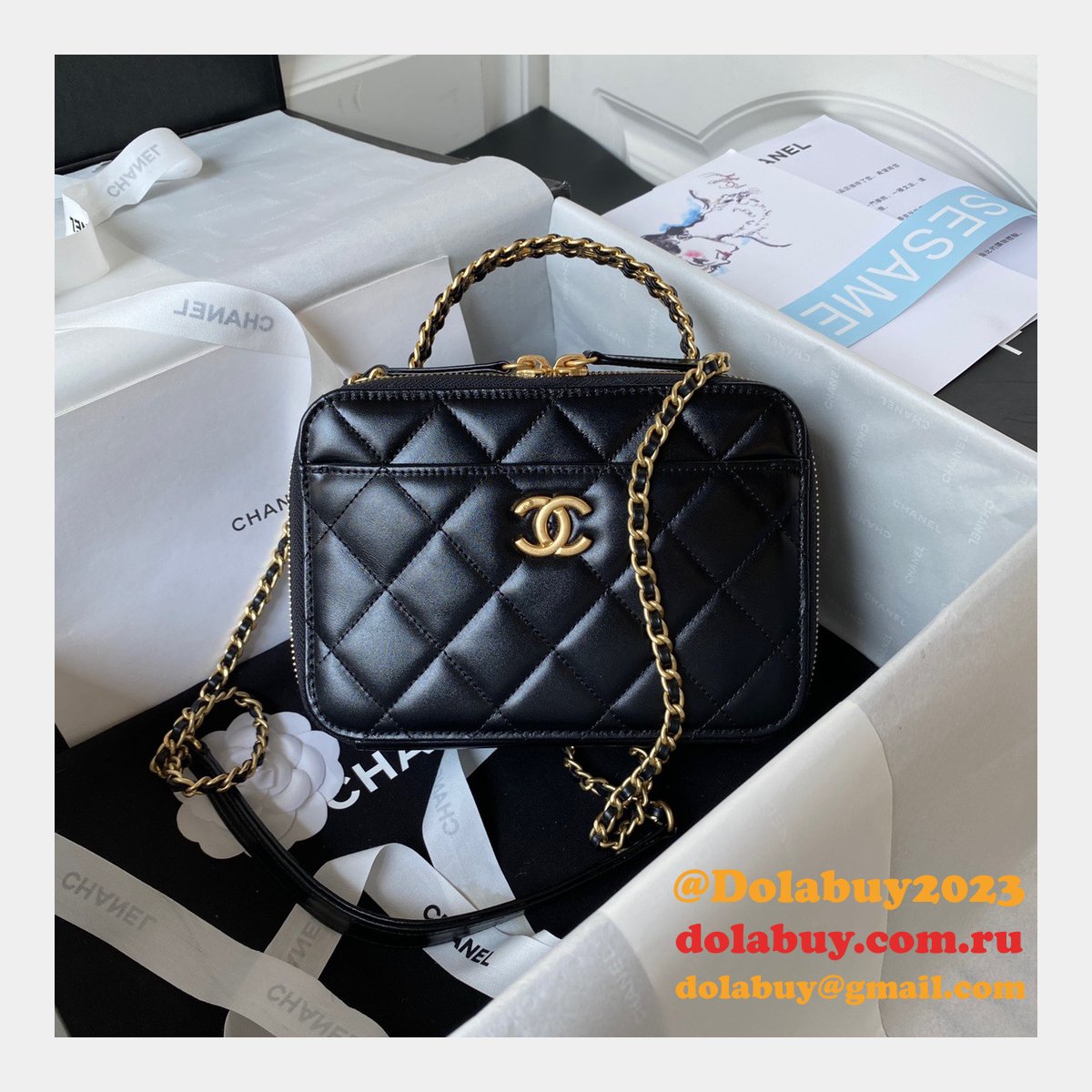 Knockoff 7 Star Vanity Case Shiny AS3899 Top Bag