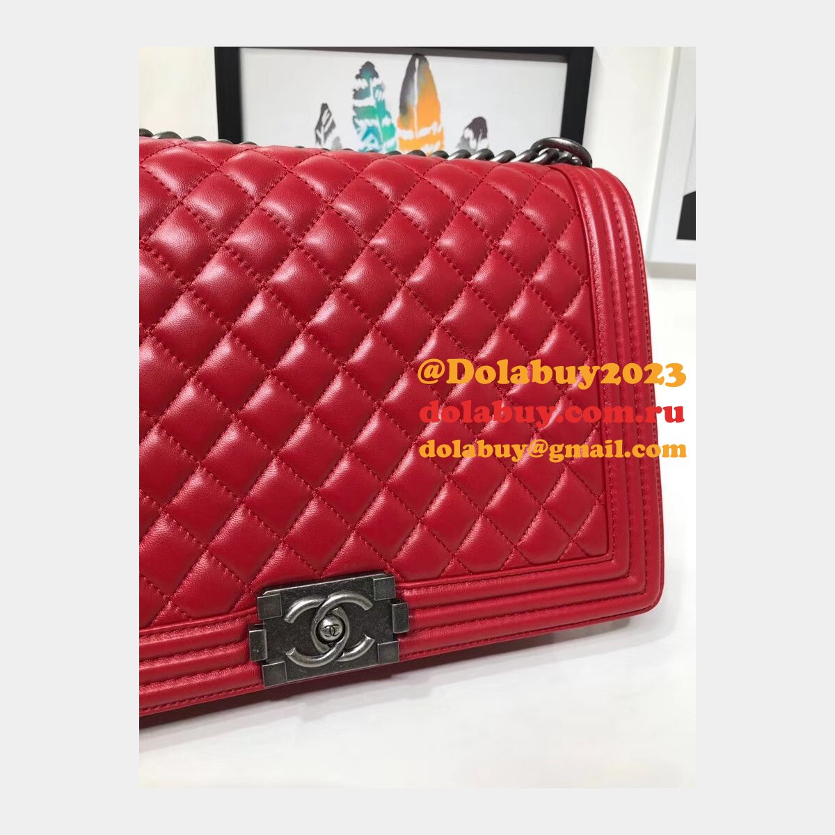 High Quality CC Le Boy Luxury Bags Lambskin 30cm