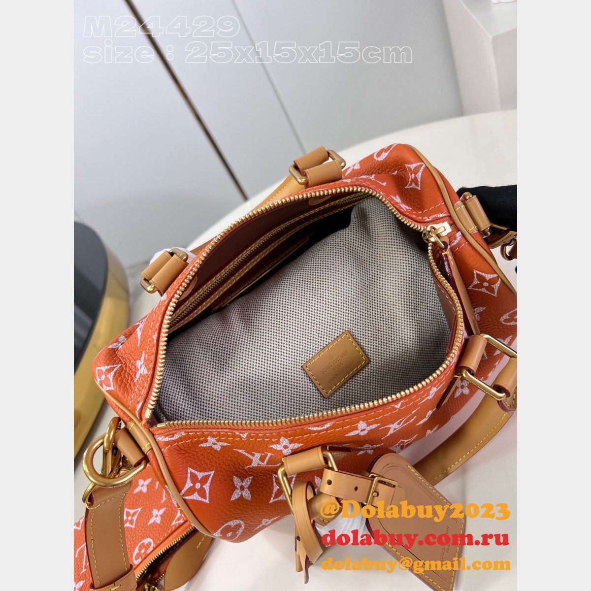 Keepall Bandoulière 50 M24429 Orange Designer Louis Vuitton Copy Bag