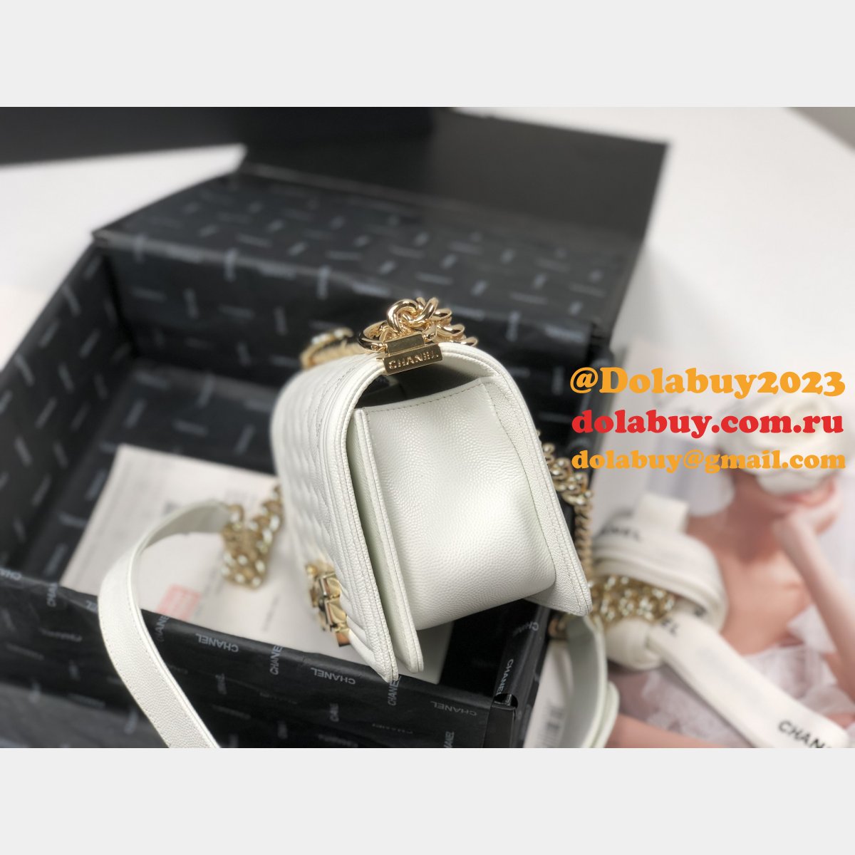 Top Quality CC 67085 Le boy Bag caviar leather 20CM