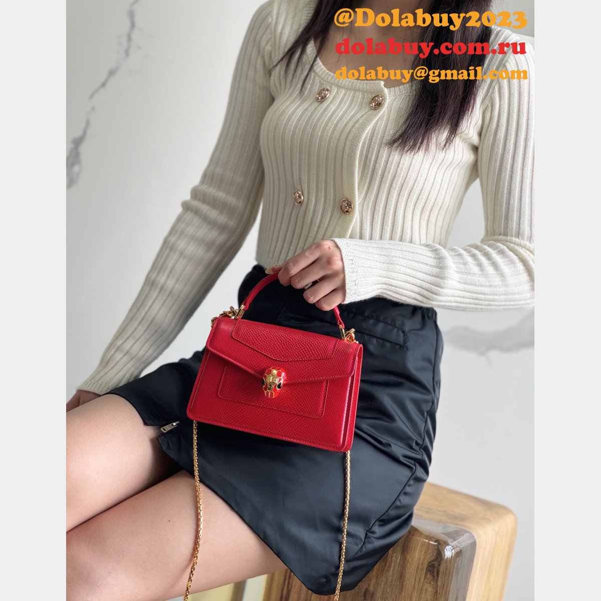 Designer BVLGARI SERPENTI FOREVER Scale Mini Tote Bag