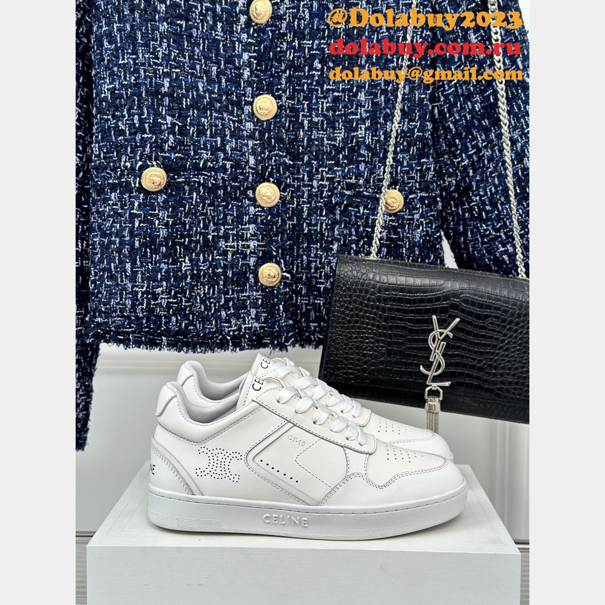 CELINE HOMME Suede-Trimmed Leather Sneakers