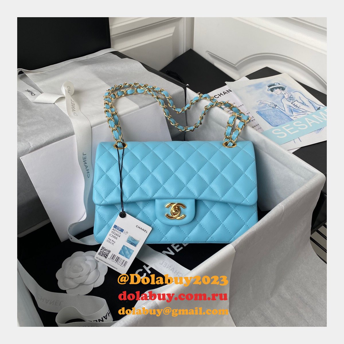 High Quality Replica Lambskin Classic Flap CF 23cm Bag