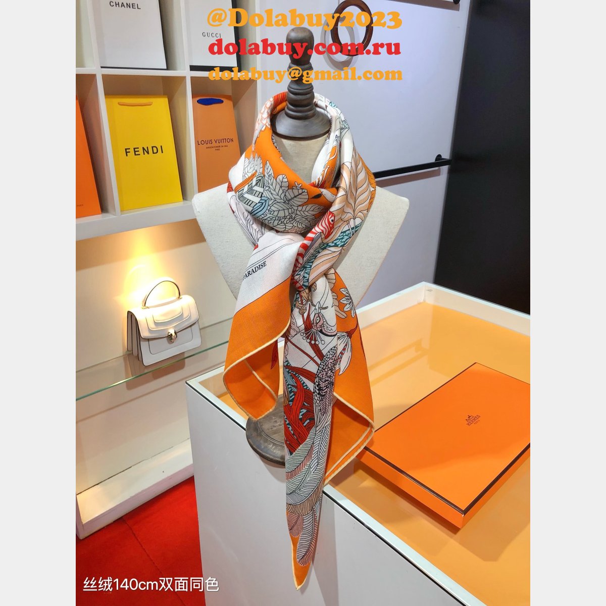 Top Quality Hermes Double-Sided Velvet Square Scarf