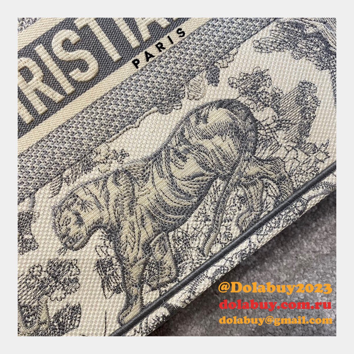 Best Christian Dior CD Book Tote Grey Tiger High Quality Bags
