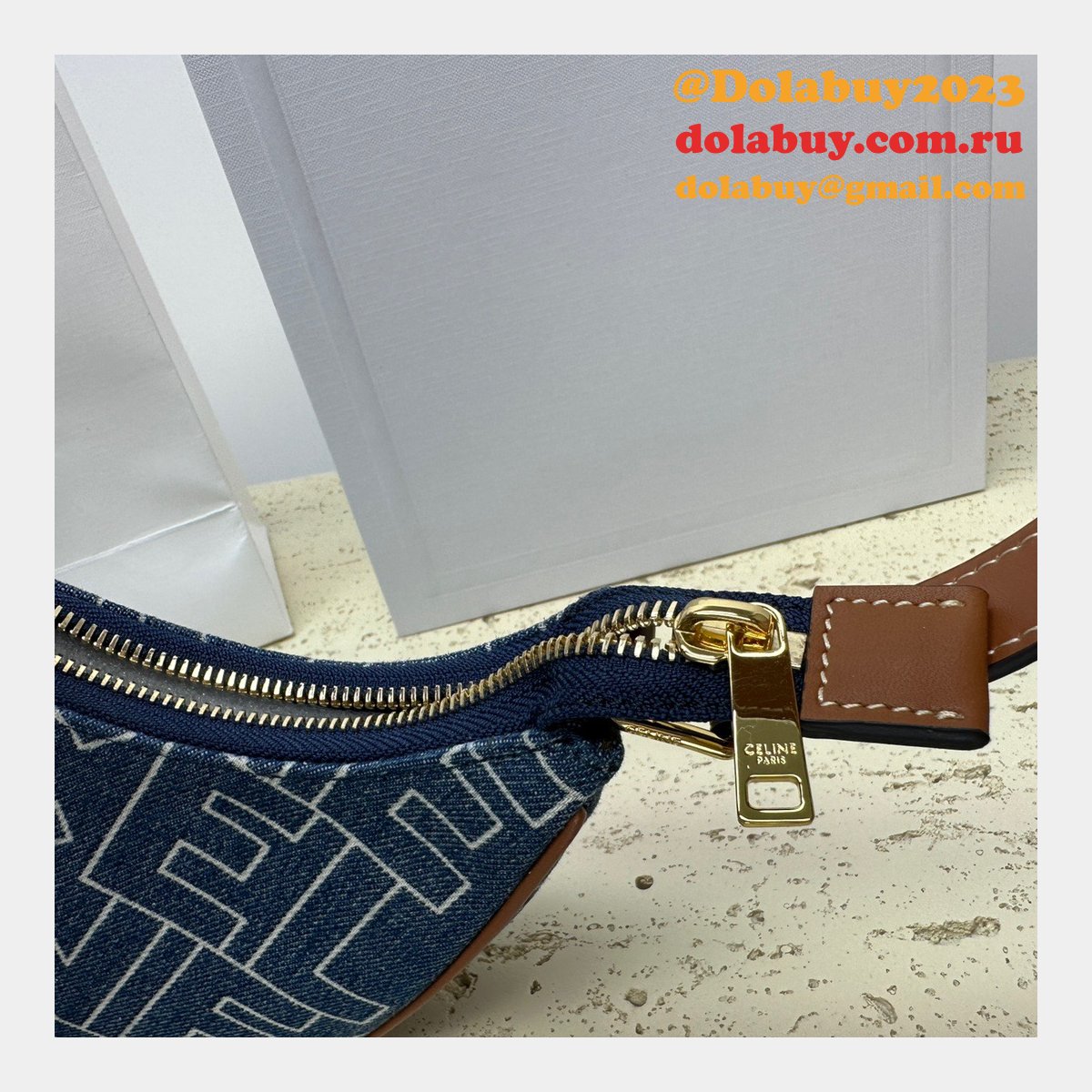Celine Designer 1:1 Mirror Ava Denim 193952 Fake Bag