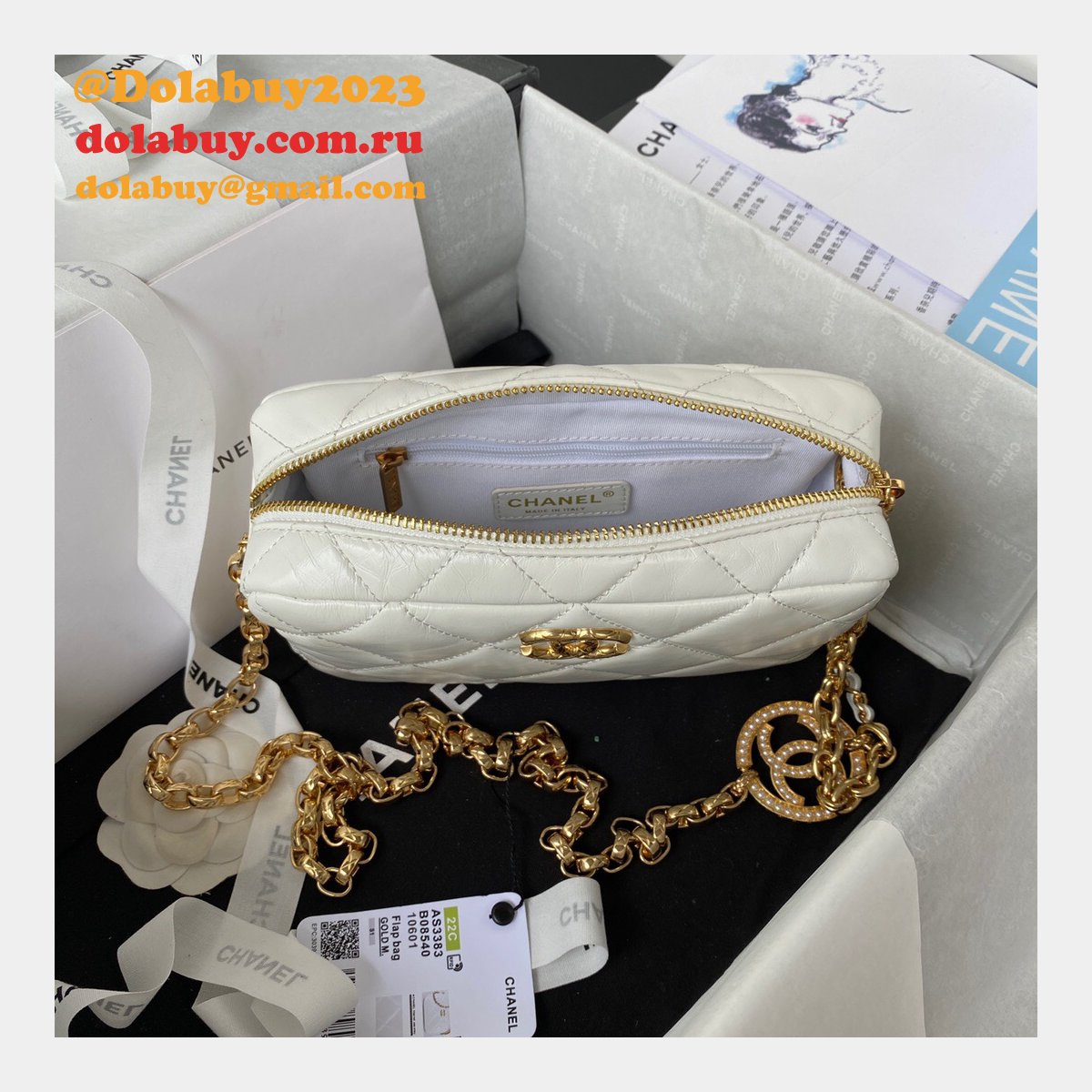 Best Luxury Replica AS3383 Camera Case Metallic Calfskin & Gold-Tone