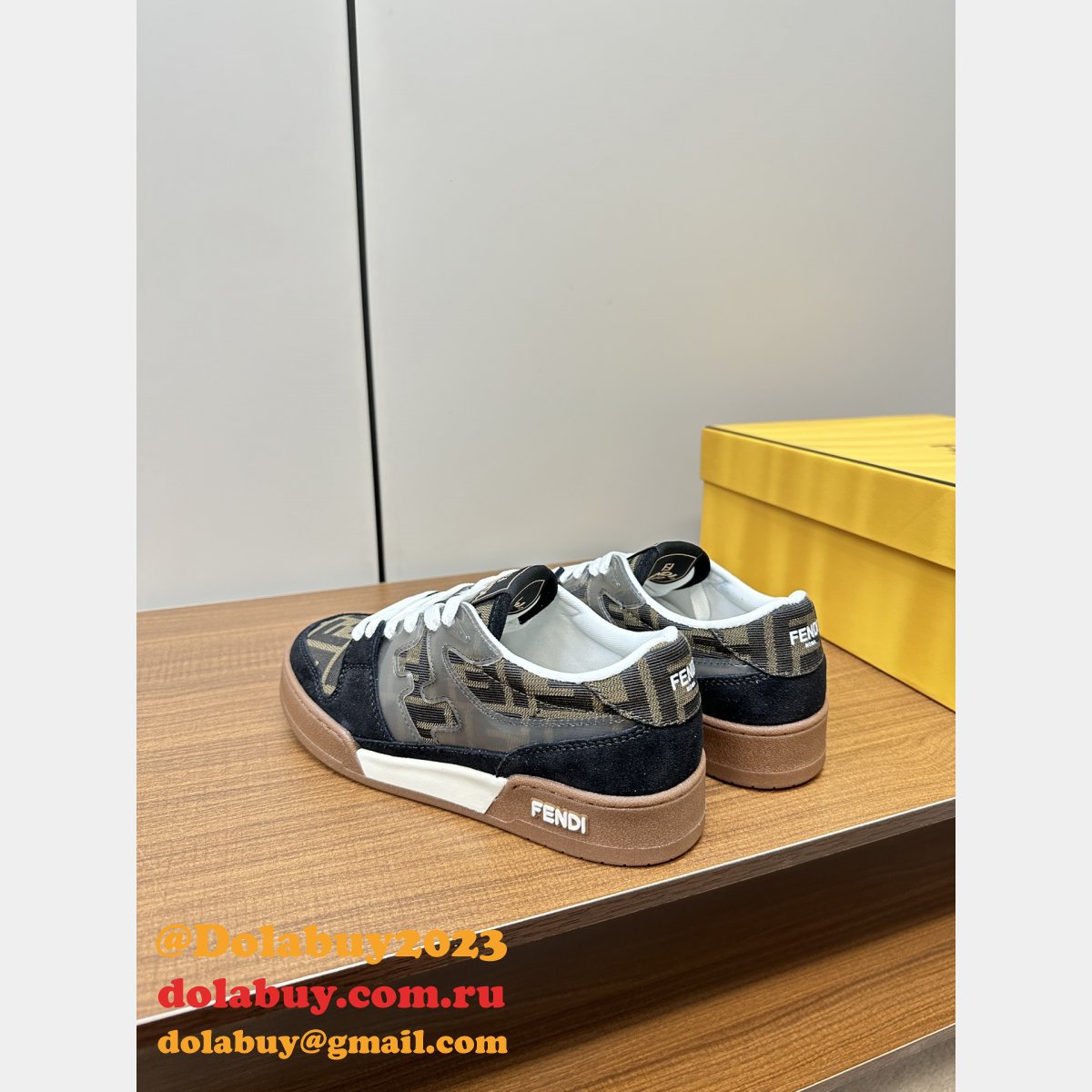 F**di match leather sneakers