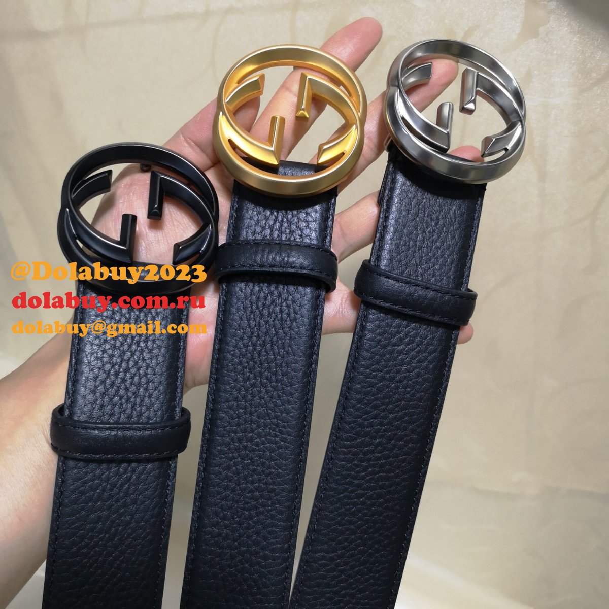 G*u*i belt with double g buckle 38mm-5 uk black