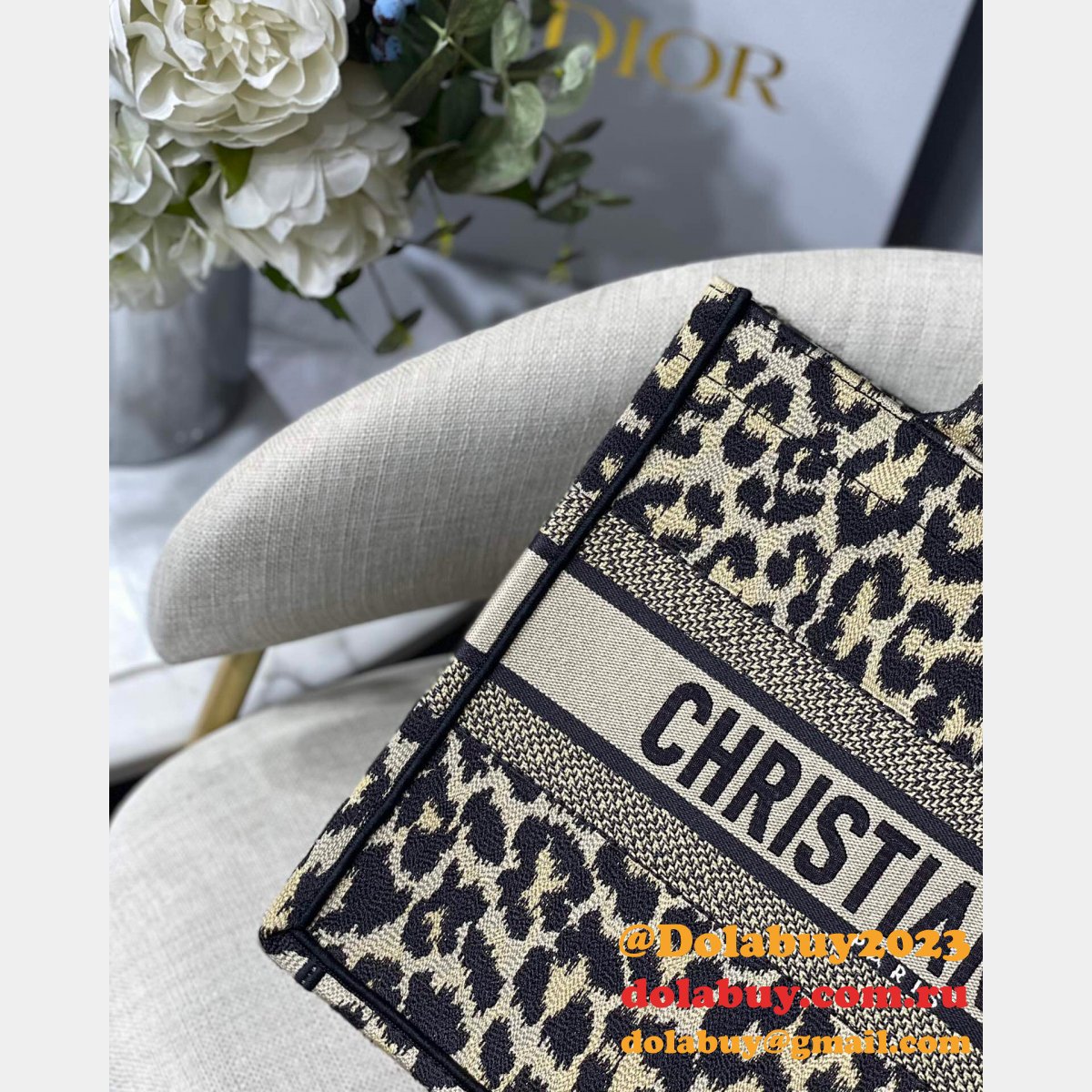 Christian Dior Replica Book Tote Dior Oblique Embroidery Bags