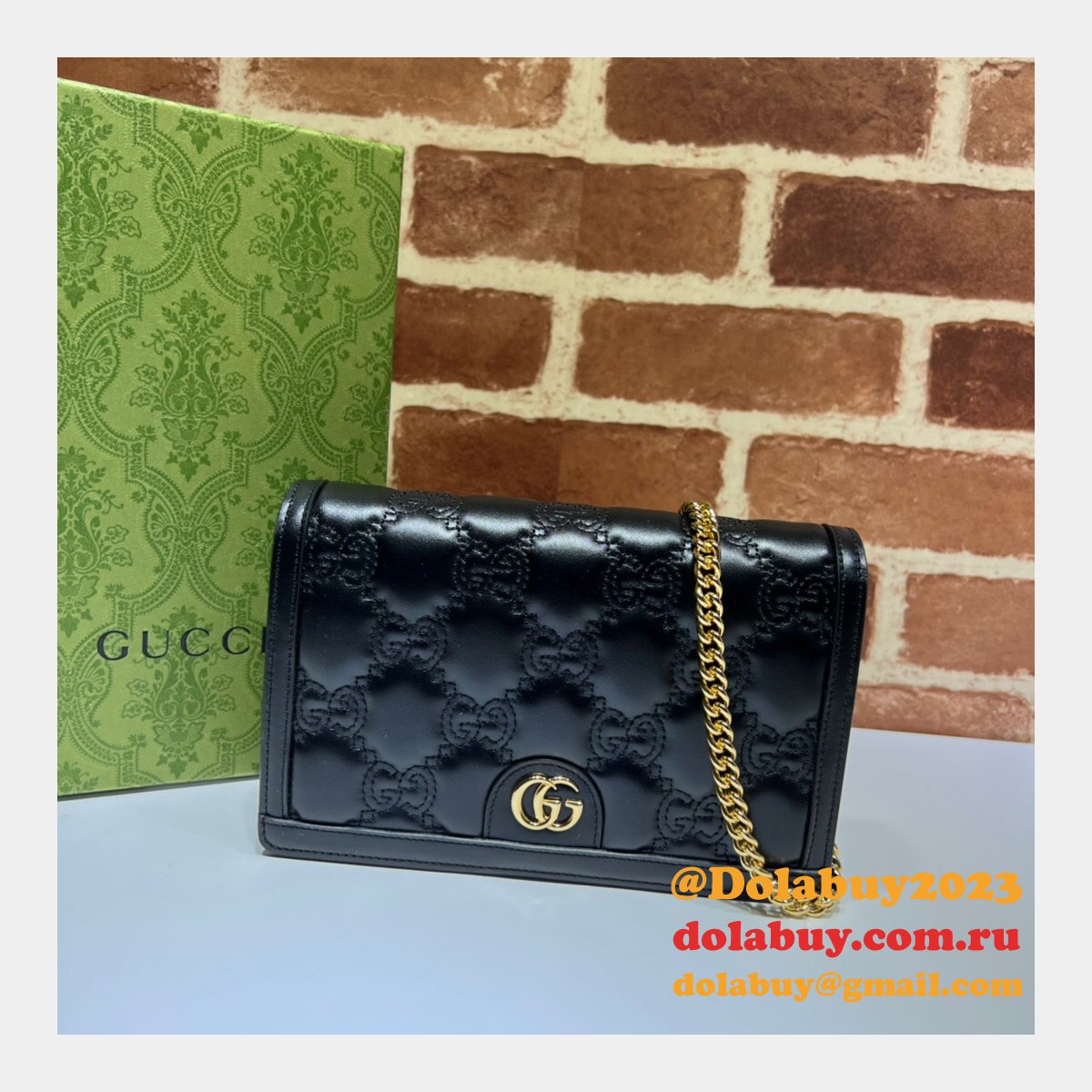 G*u*i our replica designer 723787 gg matelassé chain wallet