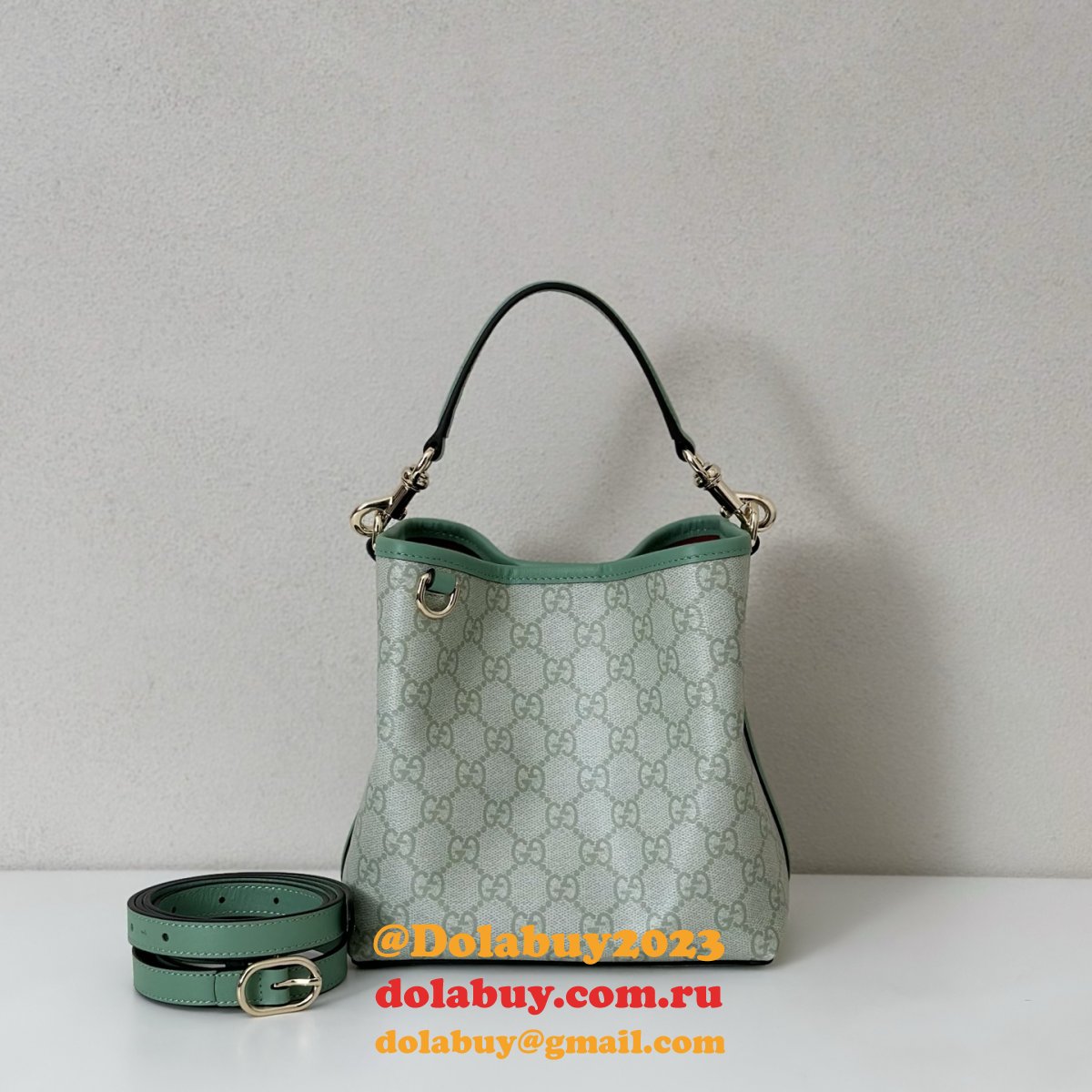 G*u*i shop the gg emblem mini bucket 1:1 mirror 815118 bag