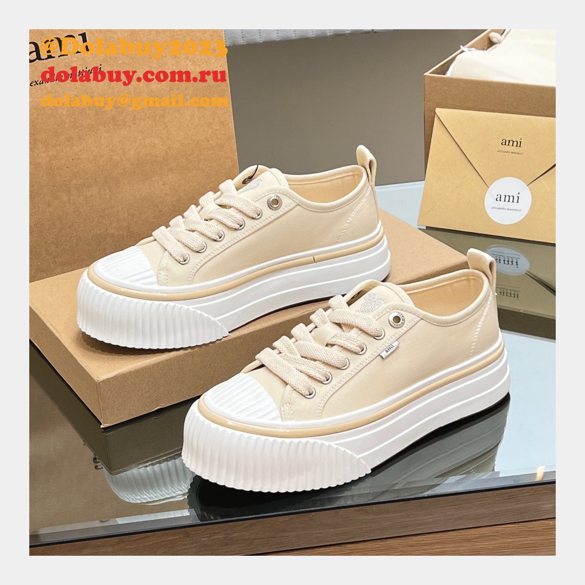Ami Paris High Quality Platform Tpu Canvas Replica Shoes