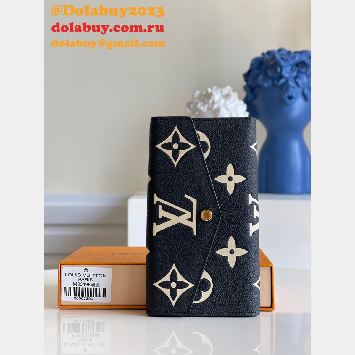 Dolabuy M80496 Louis Vuitton Replica Designer Sarah Wallet Bicolor Monogram Empreinte Leather Bags