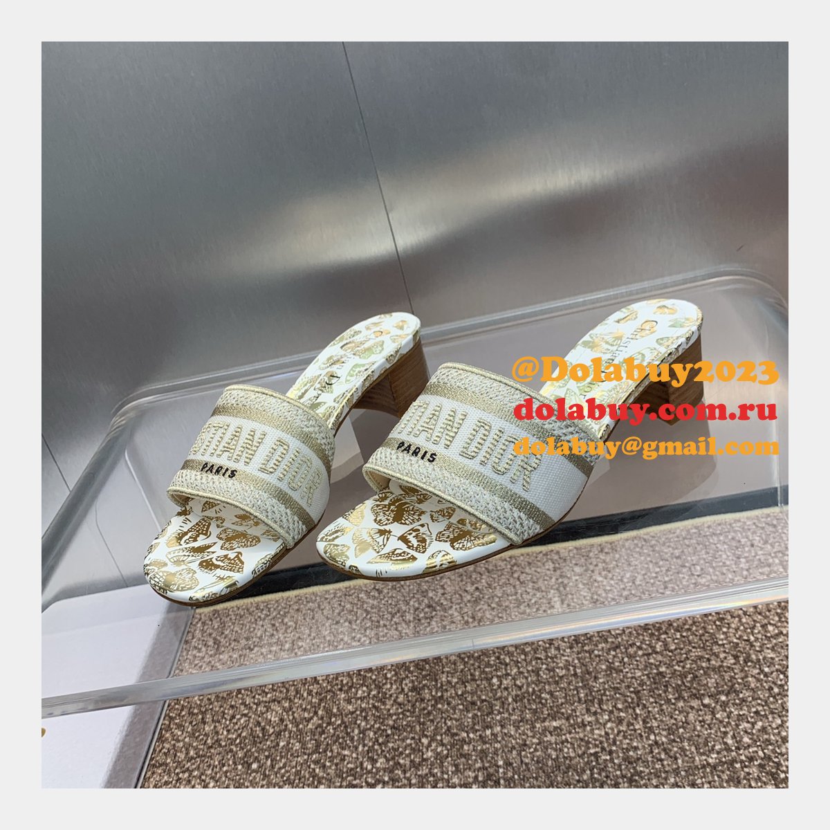 High Quality Dior Dway Heeled Slides Replica Shoes