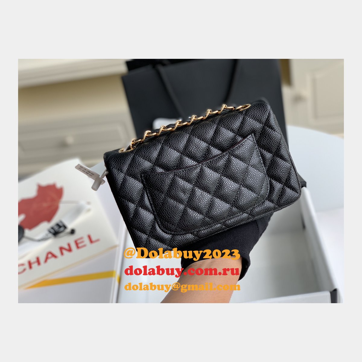 Top Quality CC Caviar Leather Flap Bag 1116 20CM