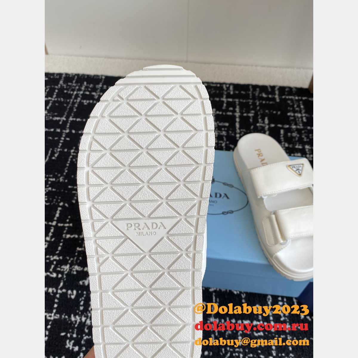 2025 Prada Padded Nappa Leather Slides