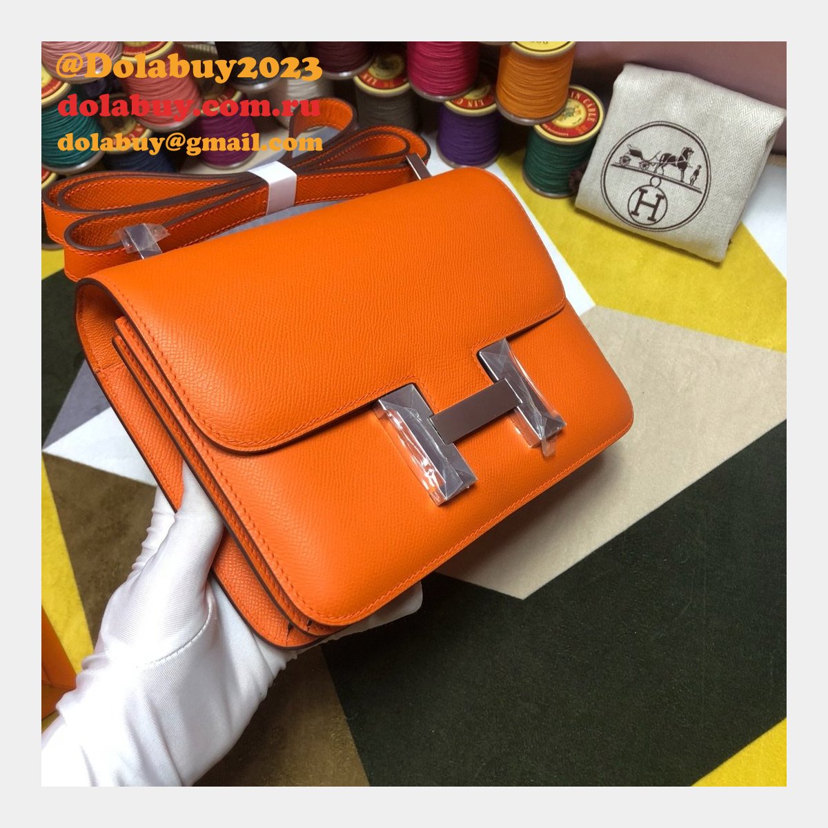 Hermes Constance Bag 23cm Epsom Leather Orange