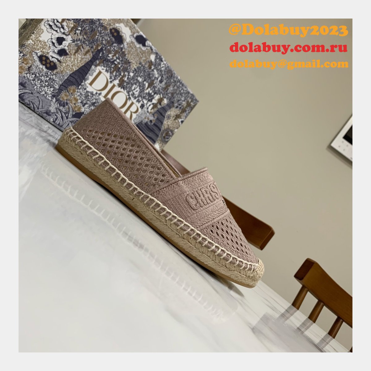 Perfect Dior Replica Openwork Embroidery Fisherman Shoes