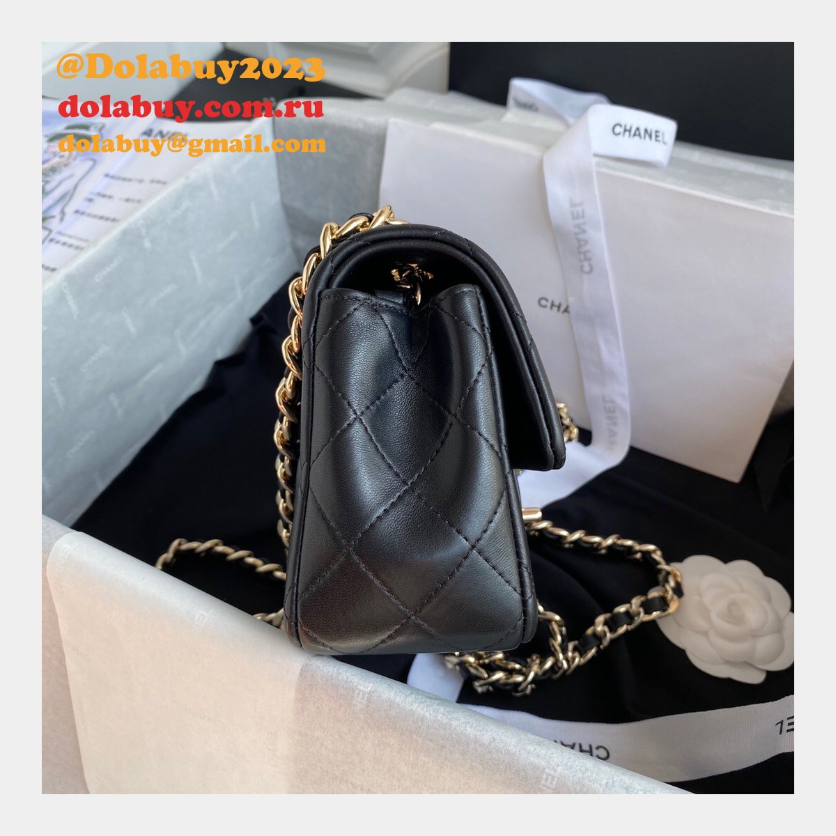 CC Replica Lambskin & Gold-Tone Metal AS2326 20cm Flap Bag