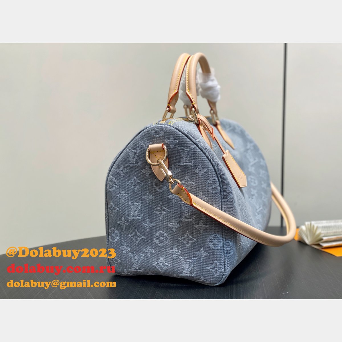 Louis Vuitton Speedy Soft 30 Bag M13344 Luxury Monogram Denim Grey