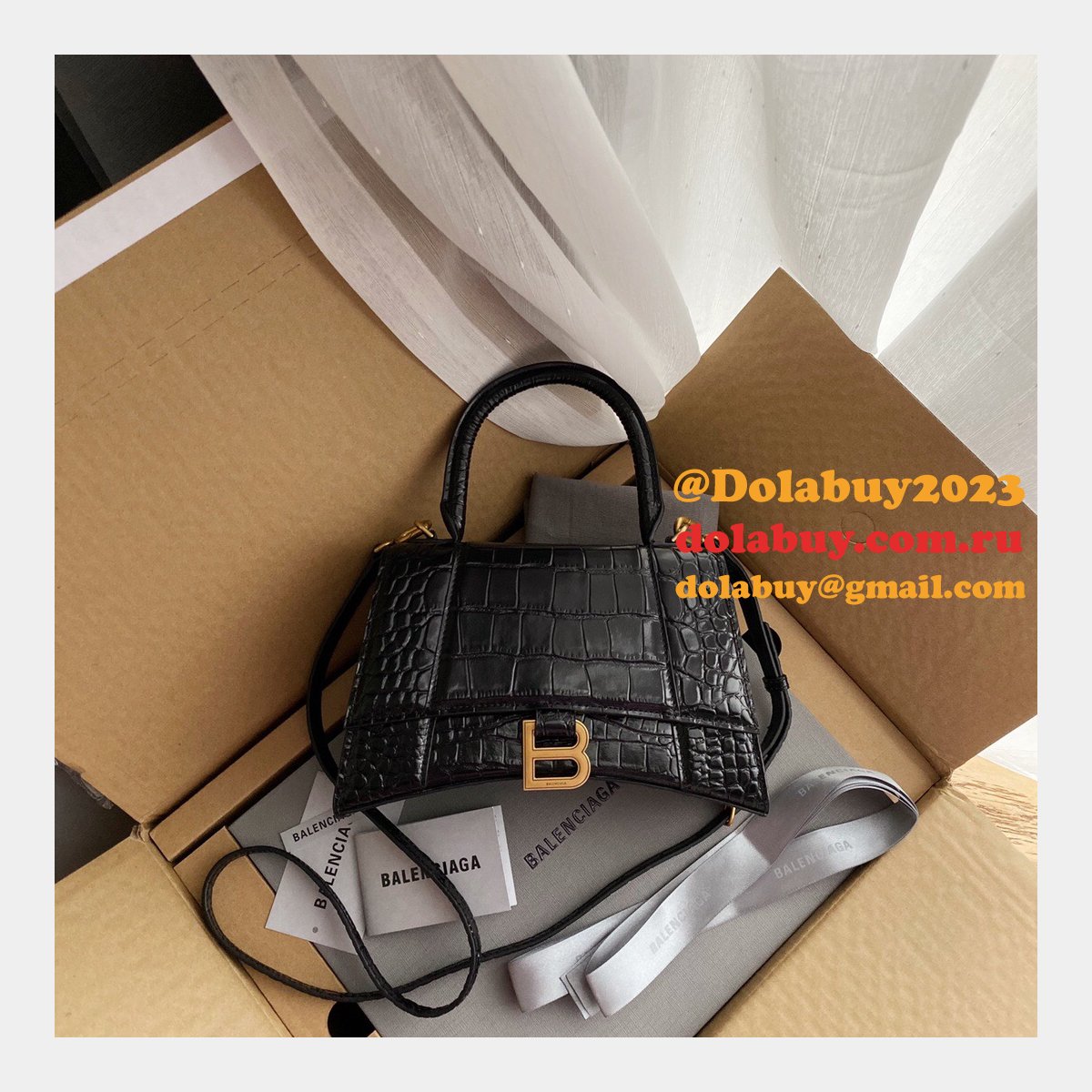 BEST BALENCIAGA KNOCK OFF CROCO HOURGLASS 19/23CM