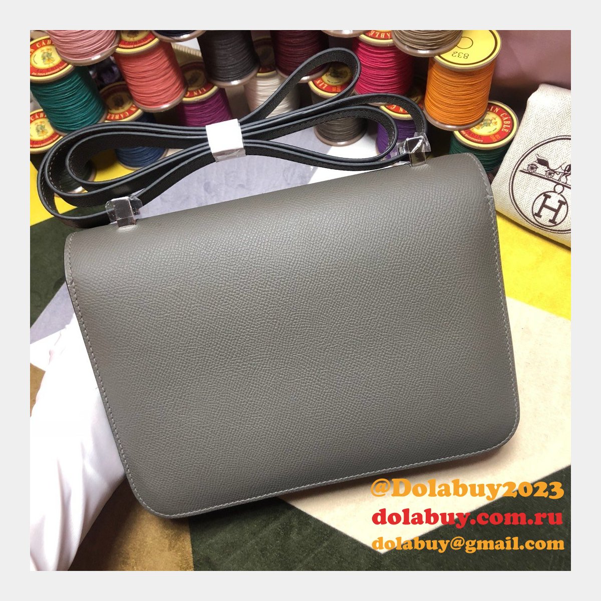 Hermes Constance Bag 23cm Epsom Leather Dark Grey