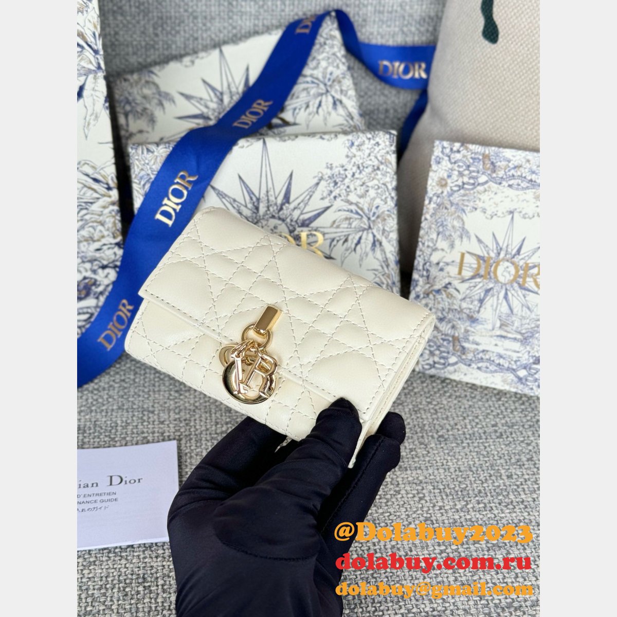 Wholesale Dior Lady Lamb Skin Wallet Inspired