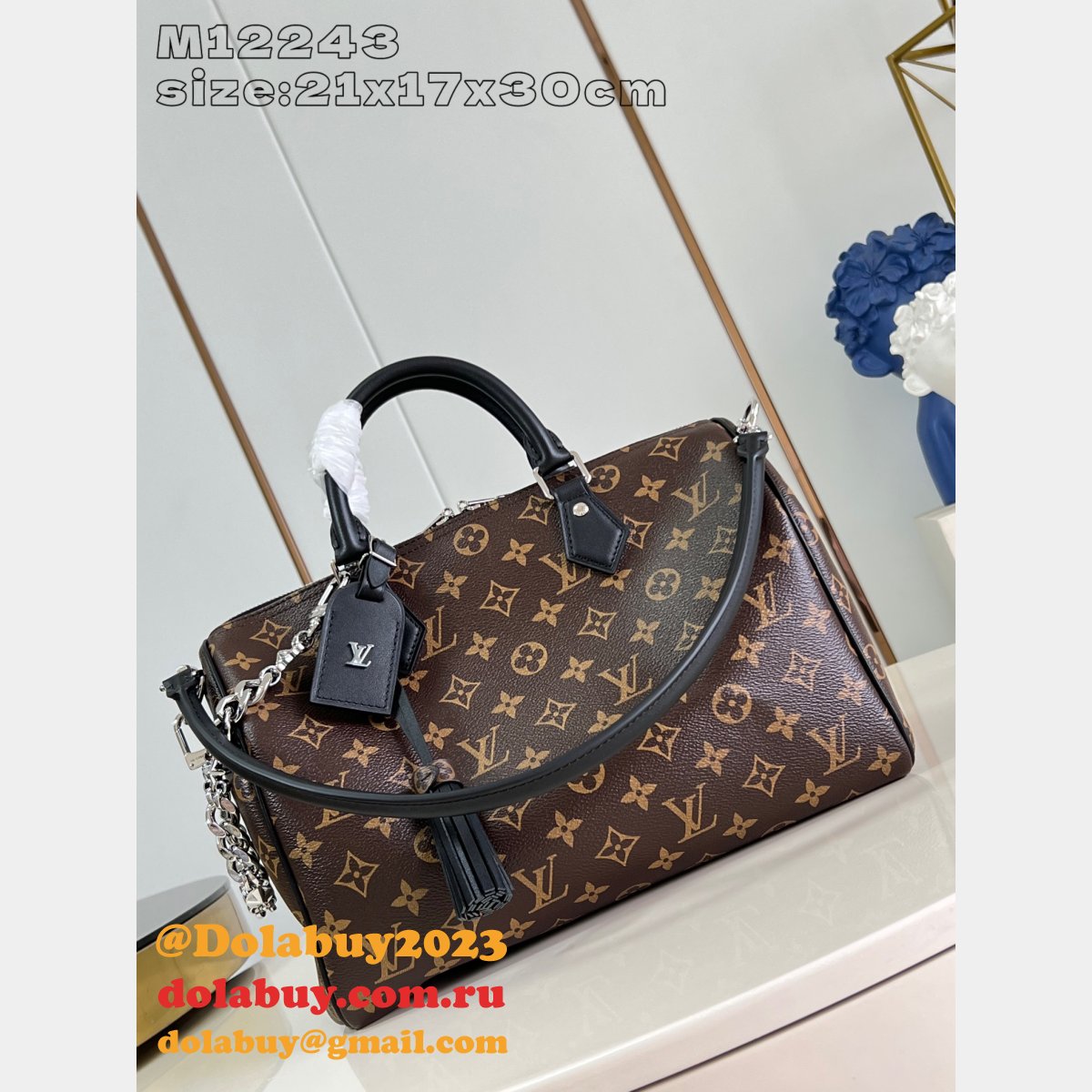 Louis Vuitton Luxury Copy M12243 Speedy Soft 30 Dark Monogram Bag