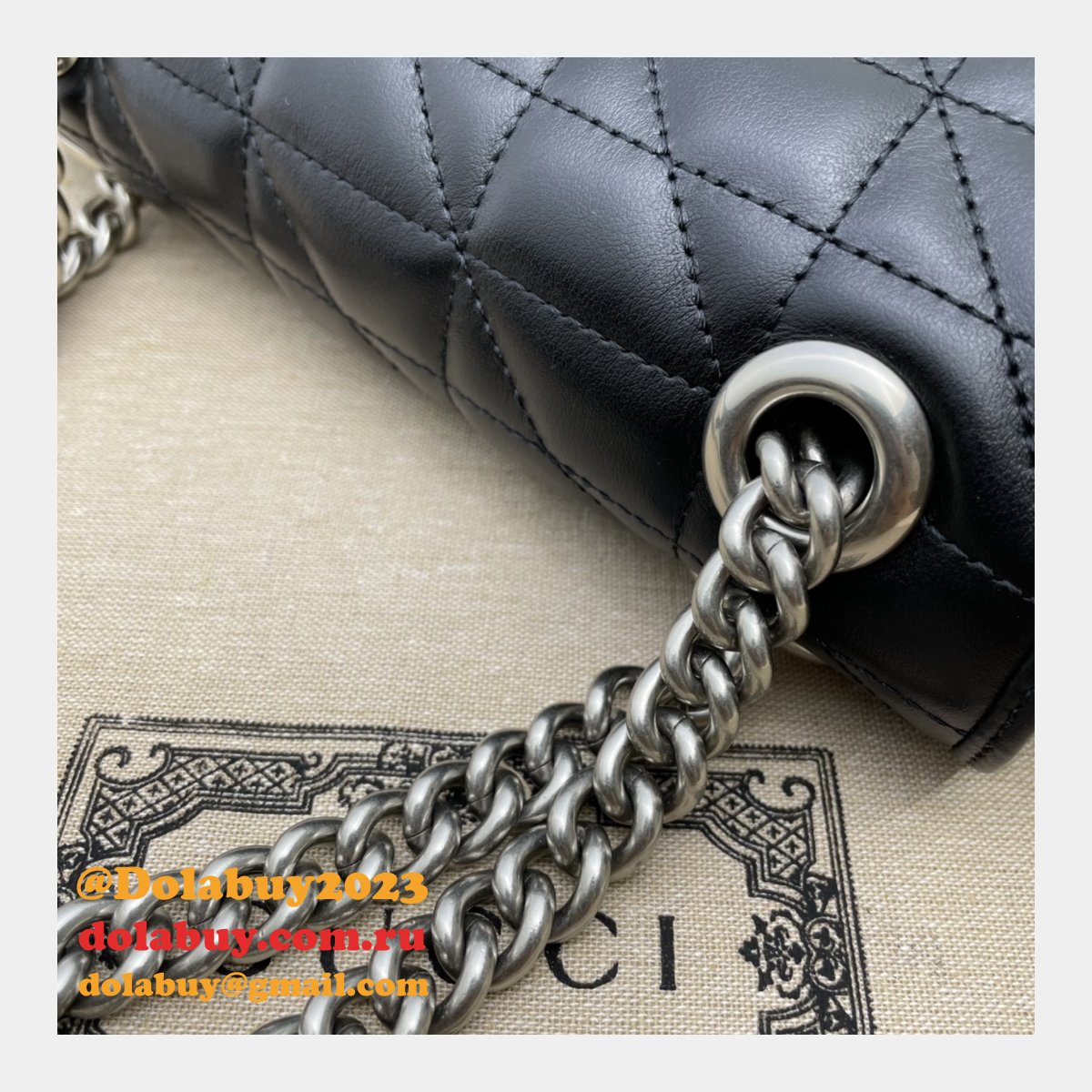 G*u*i designer copy gg marmont matelassé 446744 black bag
