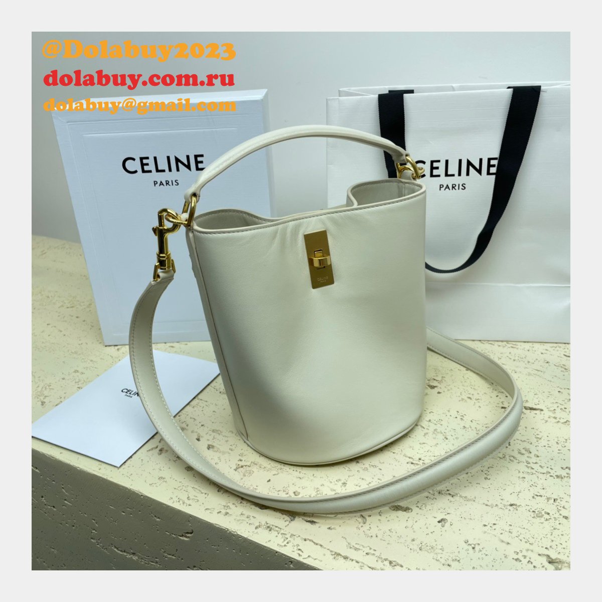 UK Celine Perfect Fake Quality Teen Bucket Triomphe Bag