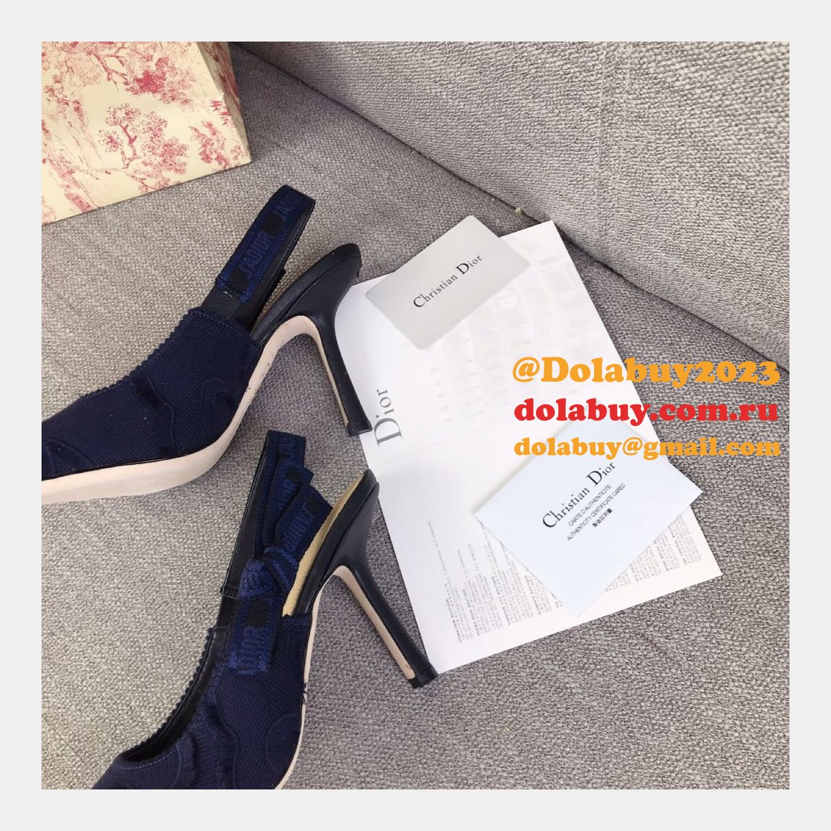 High Top Quality Replica Fashion Dior Navy Blue Tassel Shoes