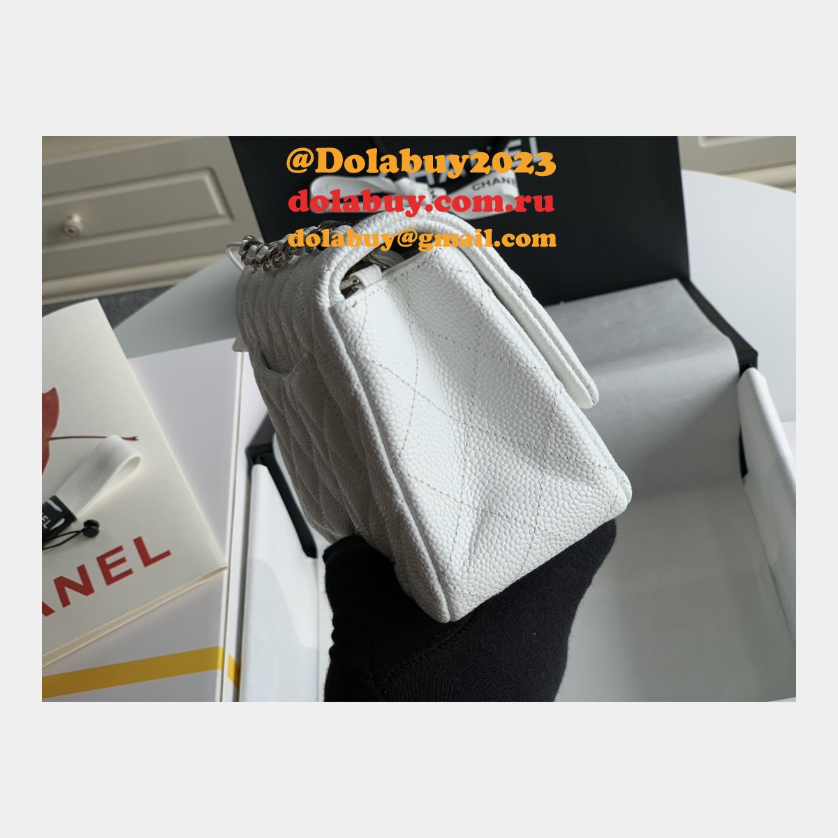 Top Quality CC Caviar Leather Flap Bag 1116 20CM
